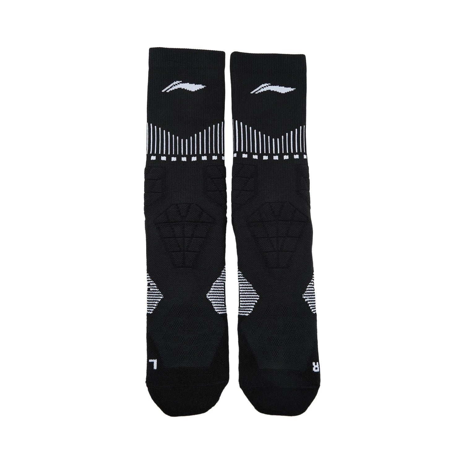LI-NING Chaussettes mi-longues de basket-ball résistantes, confortables et respirantes noir L