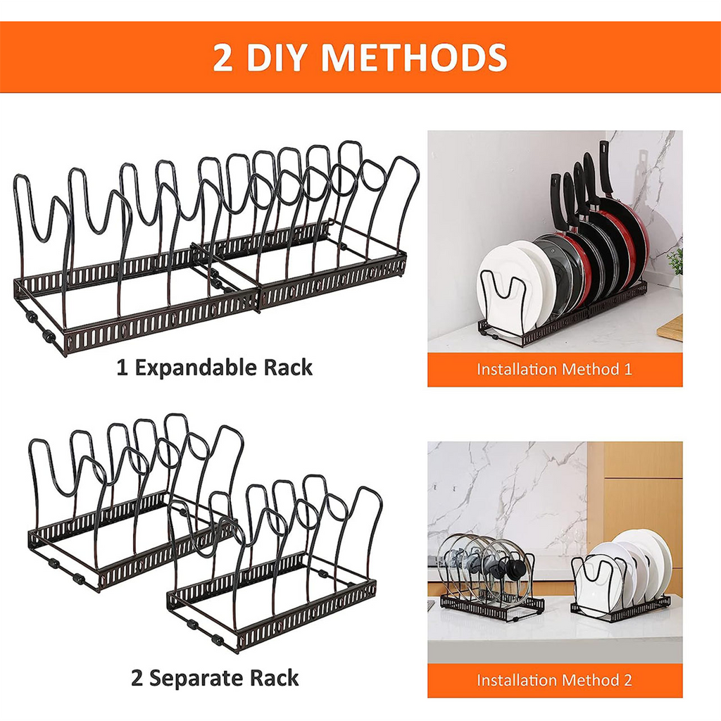 SRD 0175 Support de rangement extensible pour casseroles - Lot de 2