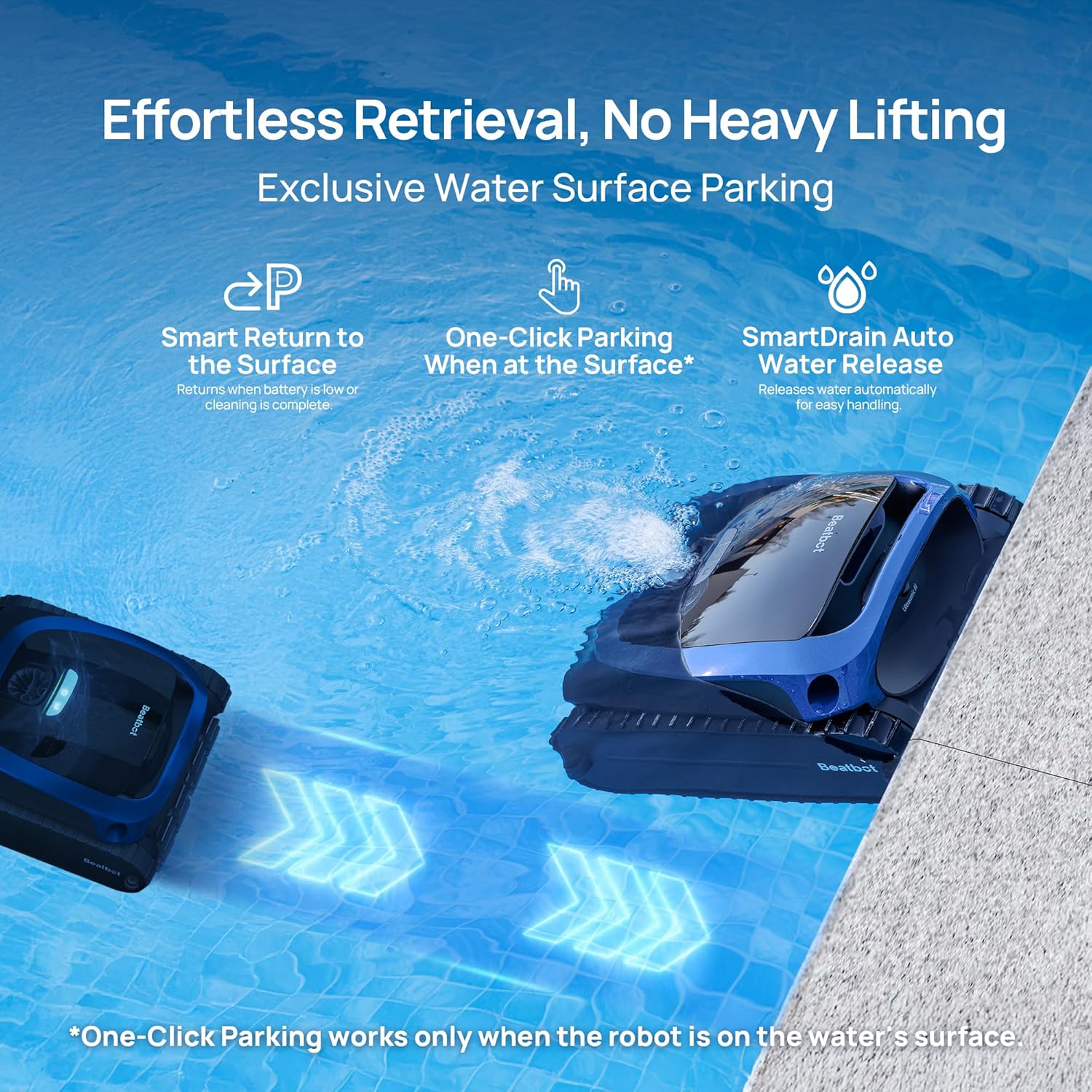 [Nettoyage de la ligne d'eau + Livraison gratuite le lendemain] Robot nettoyeur de piscine sans fil Beatbot AquaSense 2 | Avec housse de protection + Stationnement intelligent en surface | Doubles brosses pour le nettoyage de la ligne d'eau des paroi