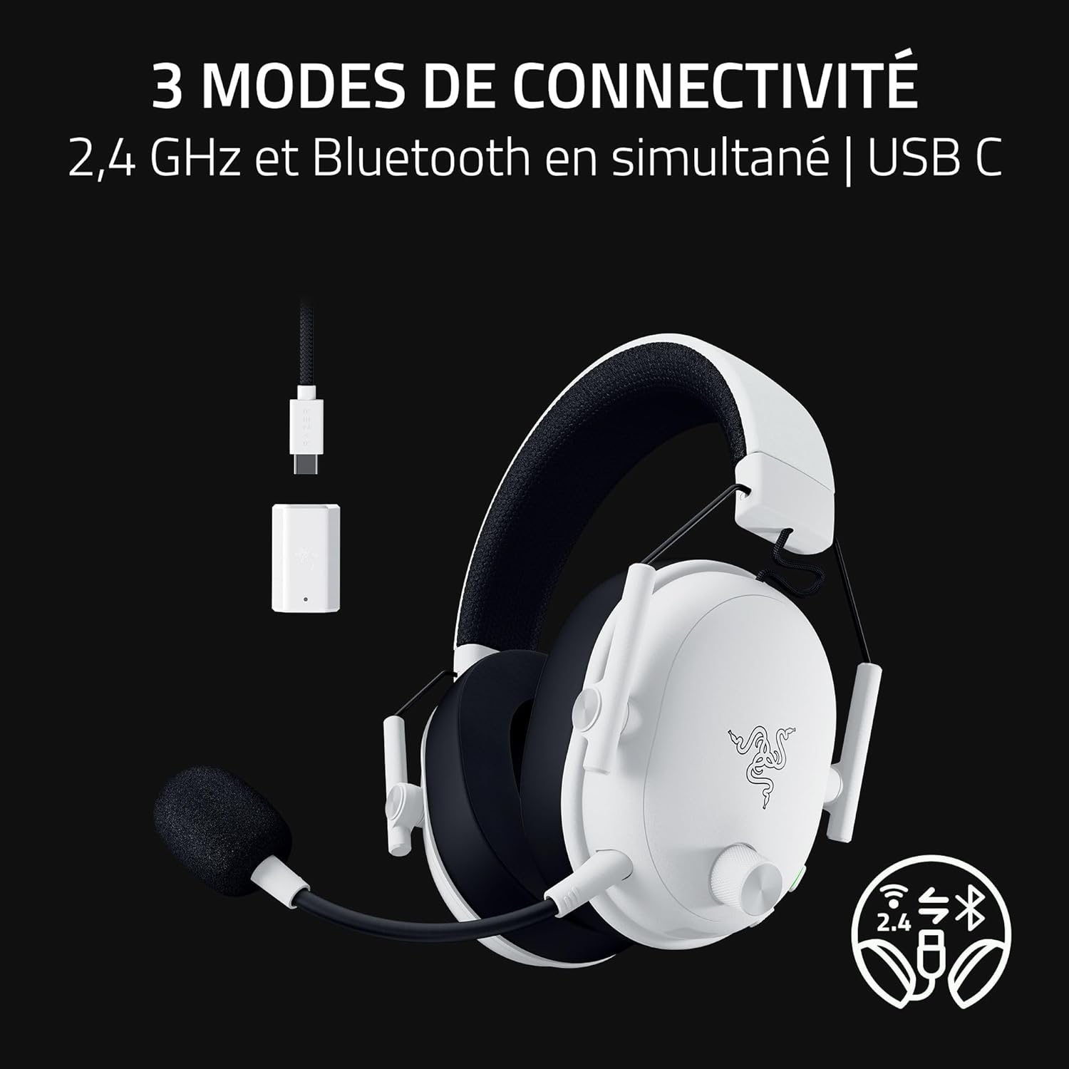 Razer BlackShark V3 Casque Gaming sans fil - PC - White