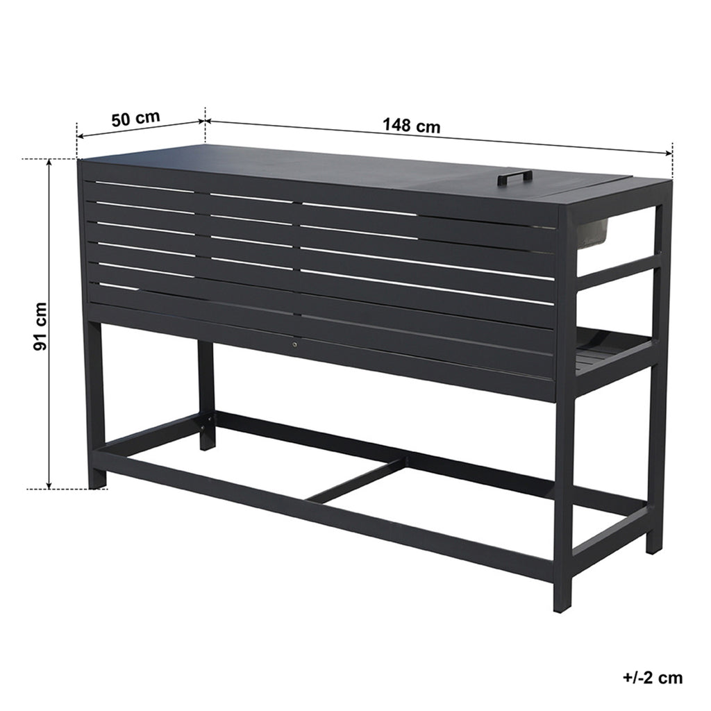 TERRABETA Table de travail en aluminium pour cuisine d'extérieur avec seau à glace en acier inoxydable