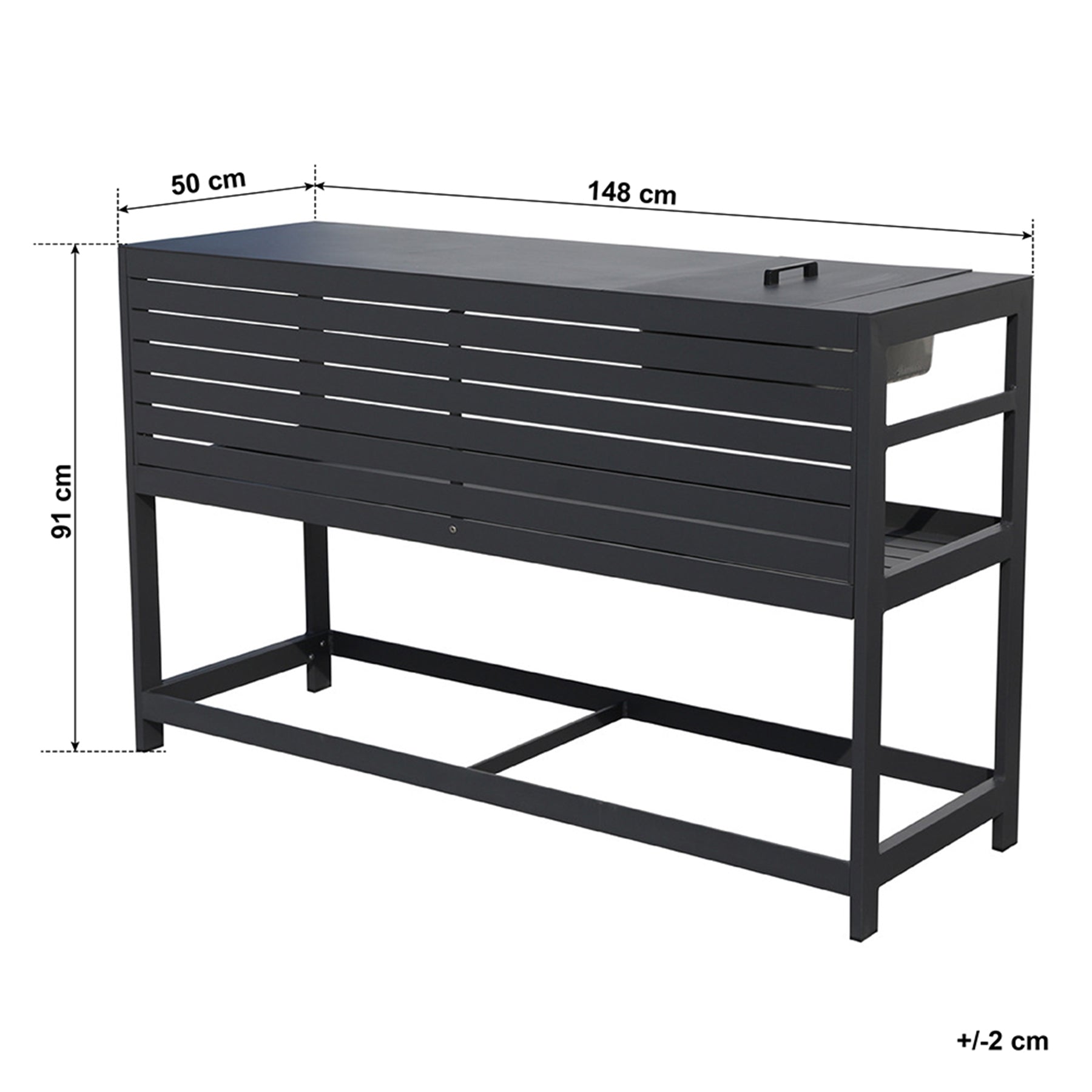 TERRABETA Table de travail en aluminium pour cuisine d'extérieur avec seau à glace en acier inoxydable