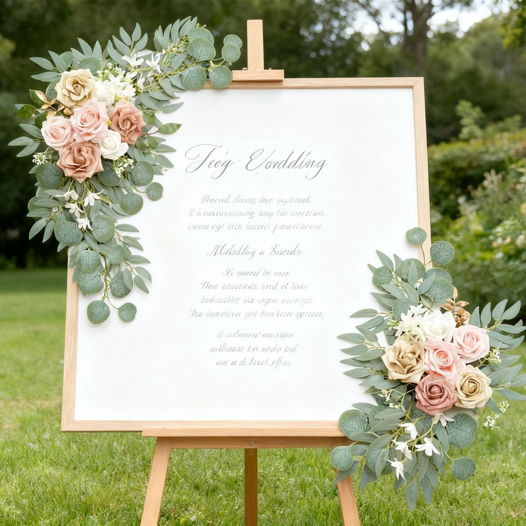 Wei's moment Fleurs de Rose Poudrée Artificielles Guirlande Lot de 2 pour Bâches d'Accueil de Mariage Décorations Florales, Fleurs d'Arche de Mariage pour Cérémonie de Mariage