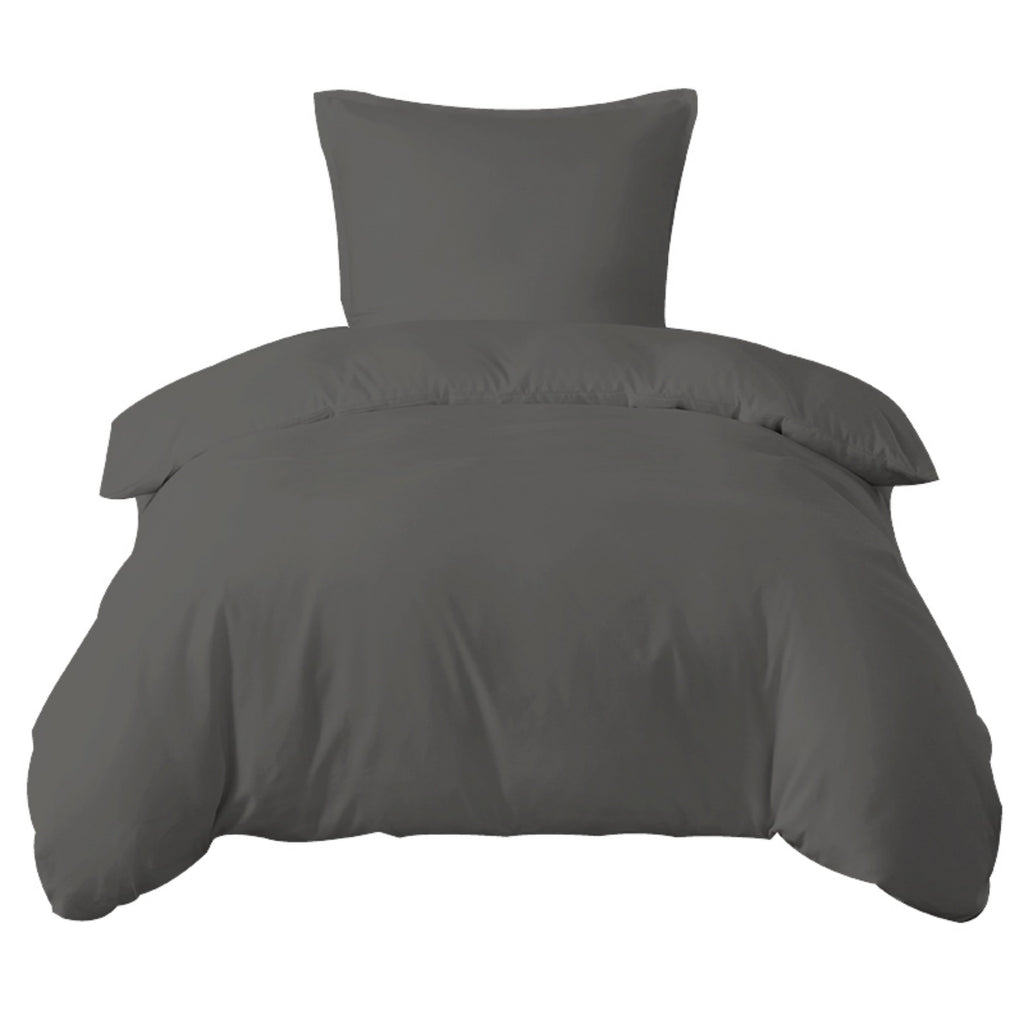 LeBonsoir Parure de lit avec housse de couette 140 x 200 cm et 1 taie d'oreiller 65 x 65 cm - Gris foncé