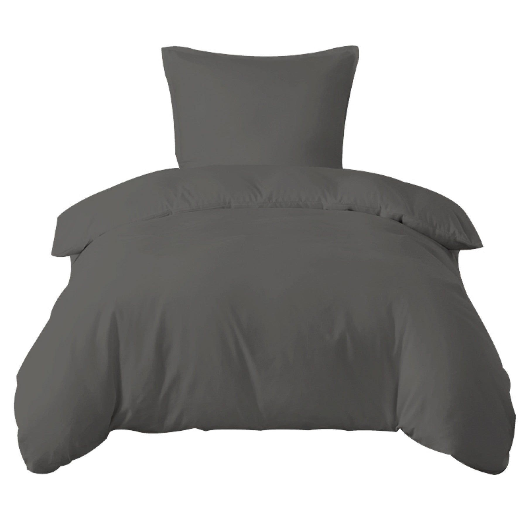 LeBonsoir Parure de lit avec housse de couette 140 x 200 cm et 1 taie d'oreiller 65 x 65 cm - Gris foncé