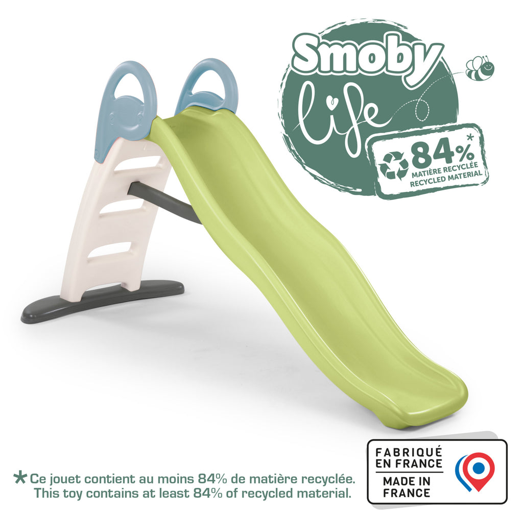 Smoby Life - Glissade amusante - Glissade de 2 m - Échelle avec garde-corps, marches antidérapantes - Résistante aux UV - Matériau recyclé - Dès 2 ans - Fabriqué en France
