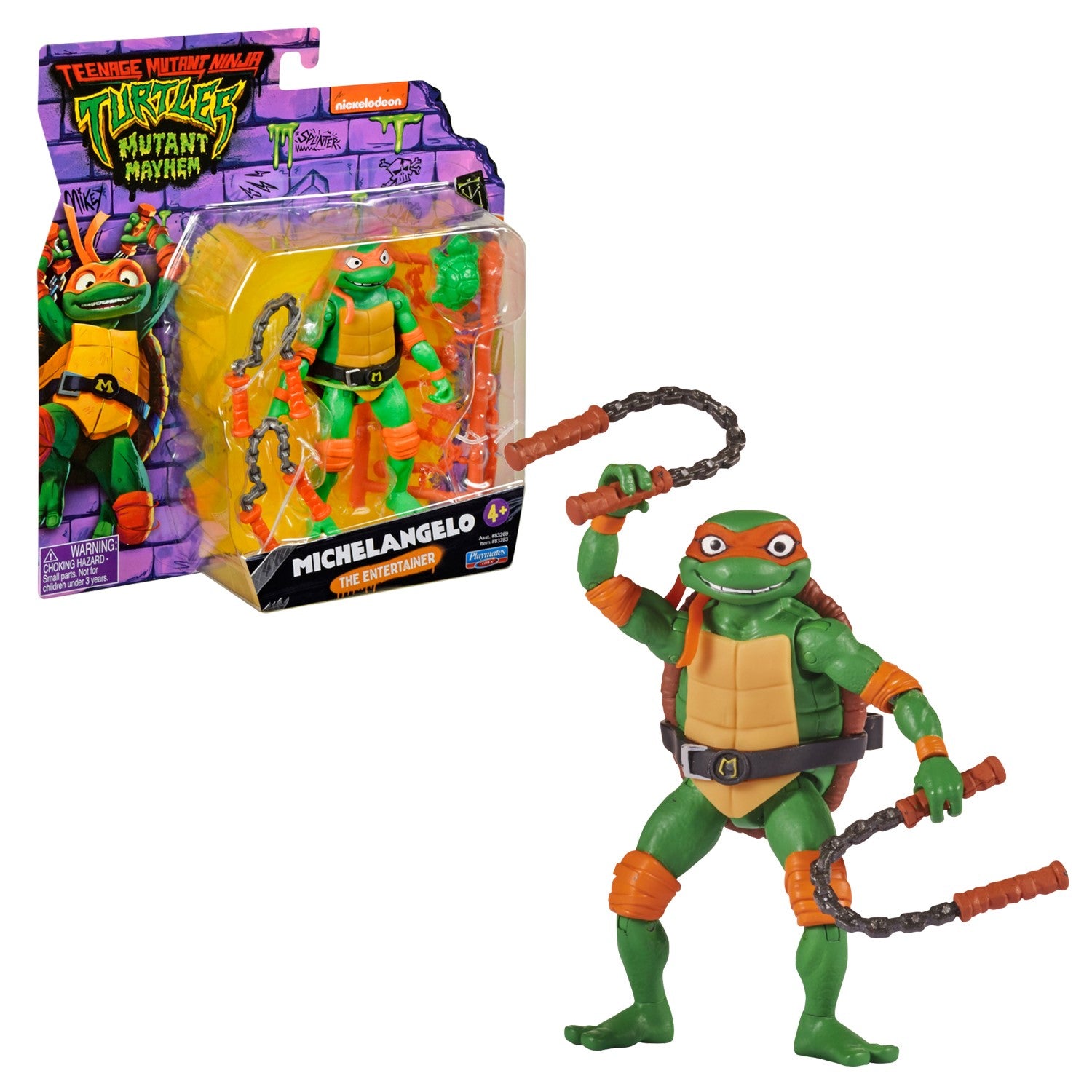 TORTUES NINJA Les Tortues Ninja, Figurine articulée de 11 cm, avec armes, Michelangelo, Jouet pour enfants dès 4 ans, TU8054
