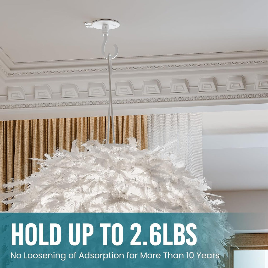 Taili Lot de 4 crochets adhésifs de plafond pour plantes suspendues, Robustes sans perçage amovibles, Crochets muraux adhésifs pour suspendre guirlandes lumineuses de Noël