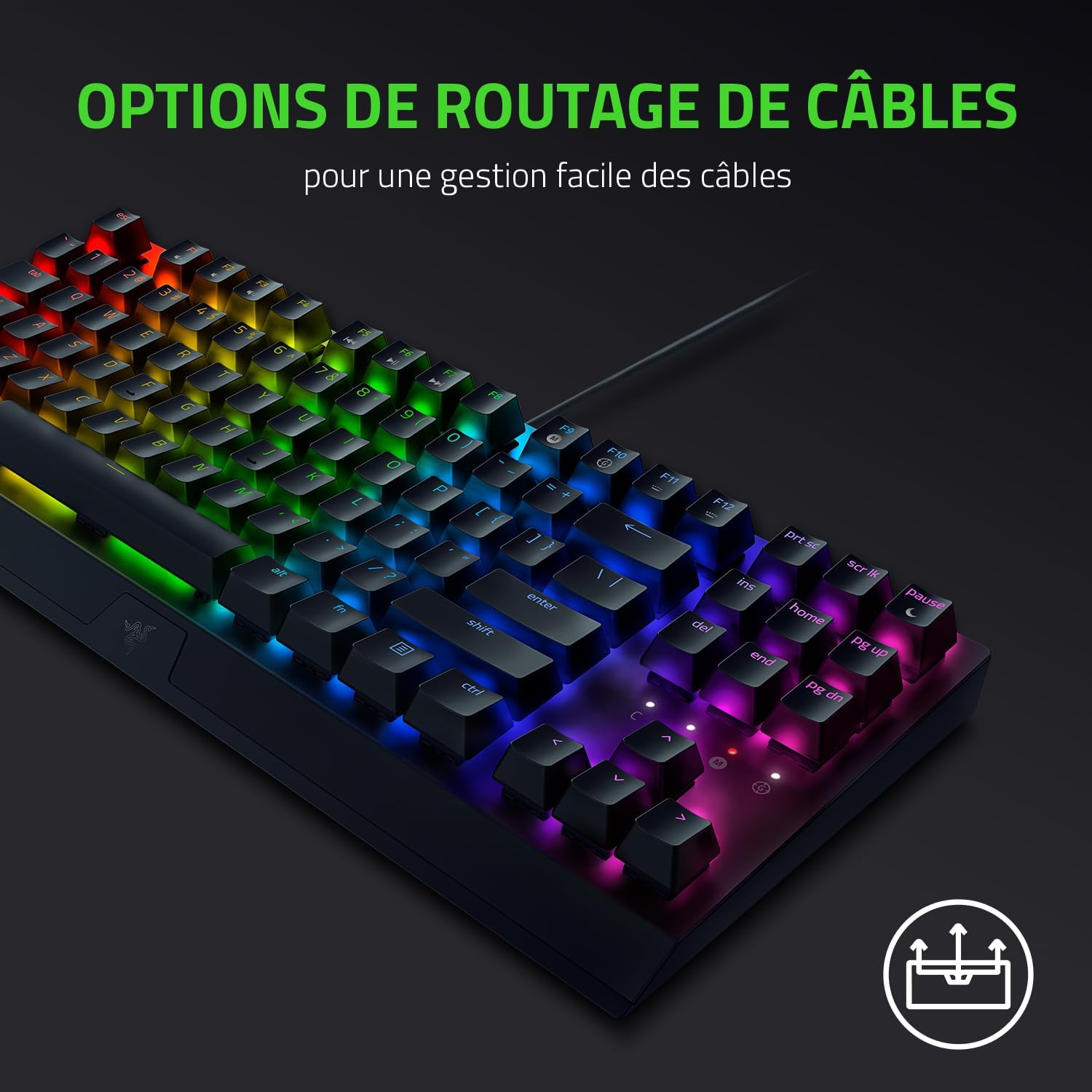 Razer BlackWidow V3 Tenkeyless Clavier Gaming mécanique (Switch Vert) - AZERTY - Noir