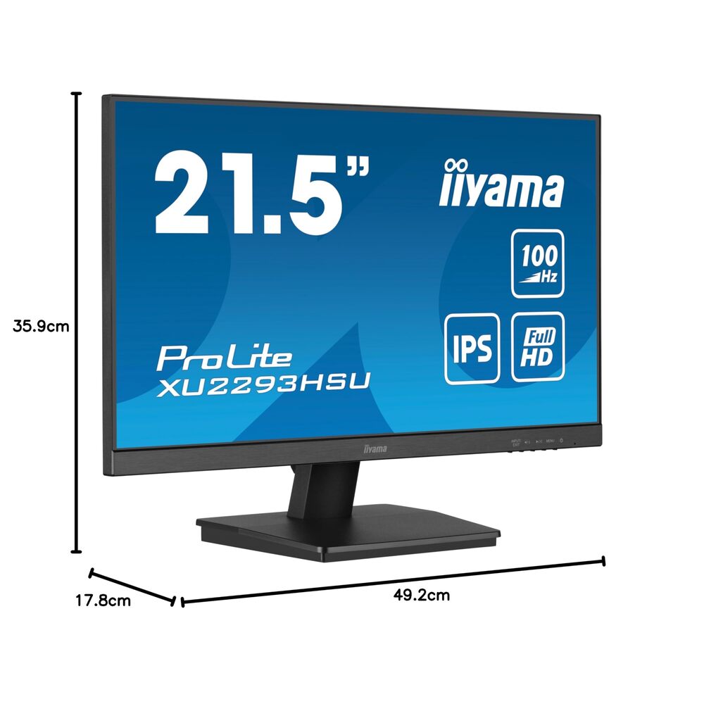 iiyama ProLite XU2293HSU-B7 - Moniteur FHD 21,5" (1920 x 1080, Dalle IPS, LED, HDMI, DisplayPort, Hub USB, Bordure ultra-fine, Noir)