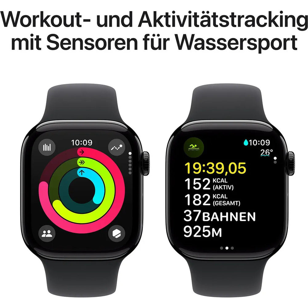 Apple Watch Series 10 GPS WiFi - 42 mm - Noir - Taille S/M - 2024 - Bracelet Sport Noir S/M