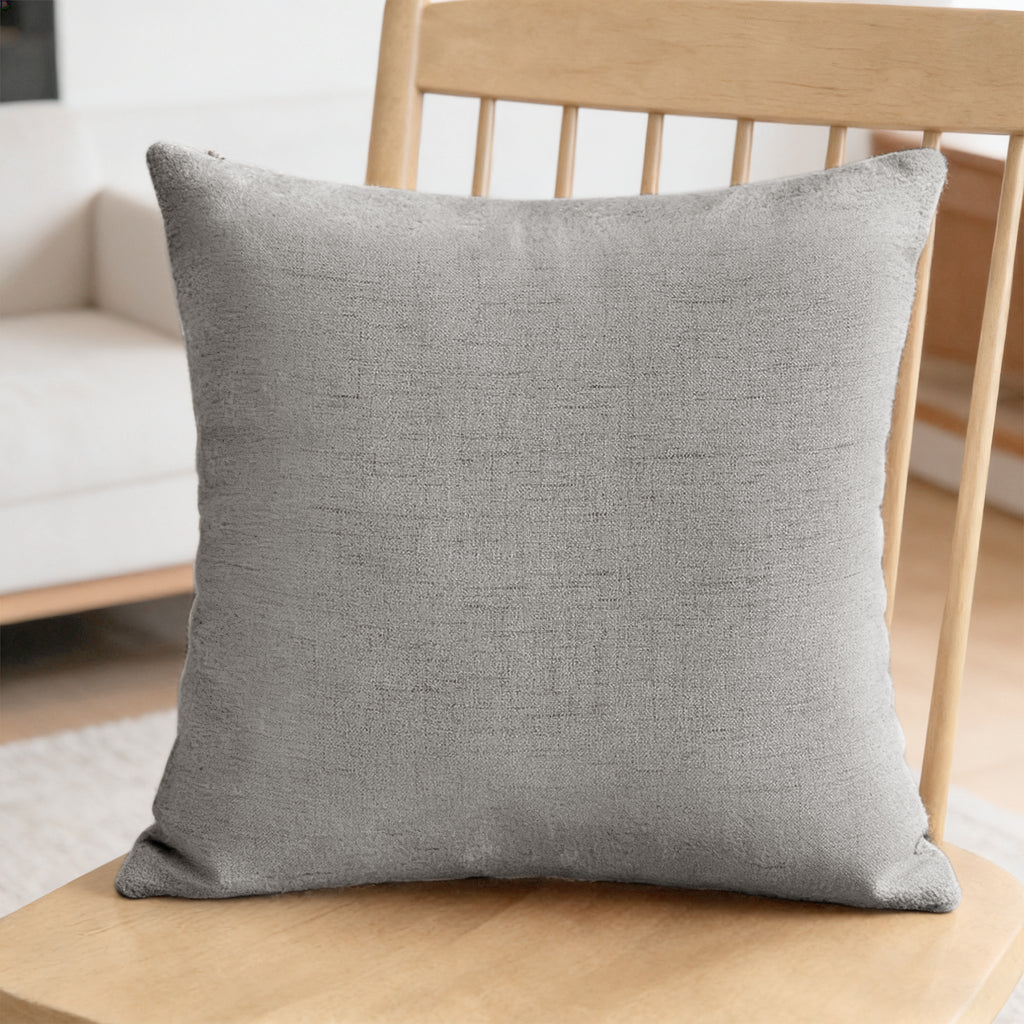 Deconovo Housse de coussin en tissu aspect lin, gris clair, 50 x 50 cm, 1 pièce