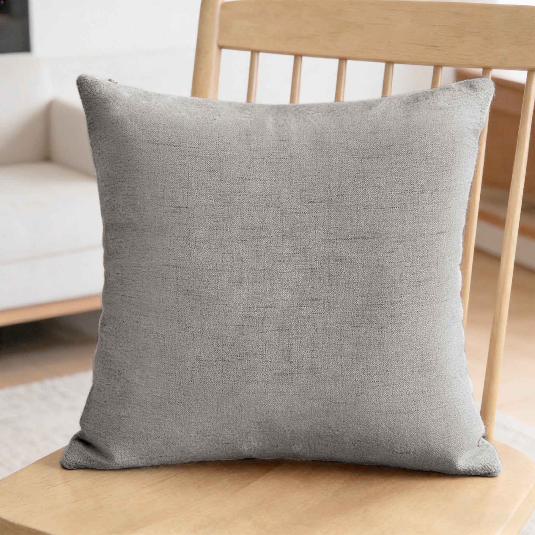 Deconovo Housse de coussin en tissu aspect lin, gris clair, 50 x 50 cm, 1 pièce