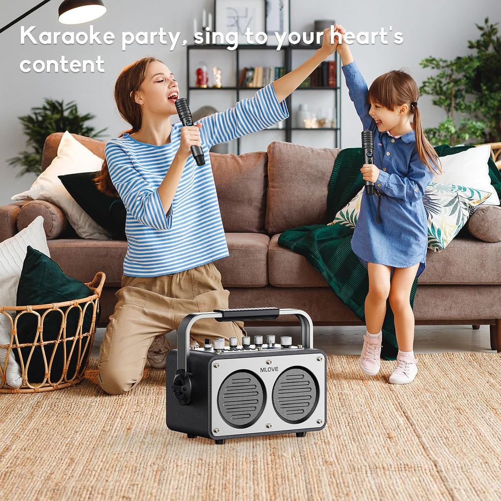 mlove Rangers S1 Machine de karaoké pour adultes avec microphone sans fil, Bluetooth 5.4, enceinte PA portable 200 W, fonction d'enregistrement, égaliseur et effets sonores