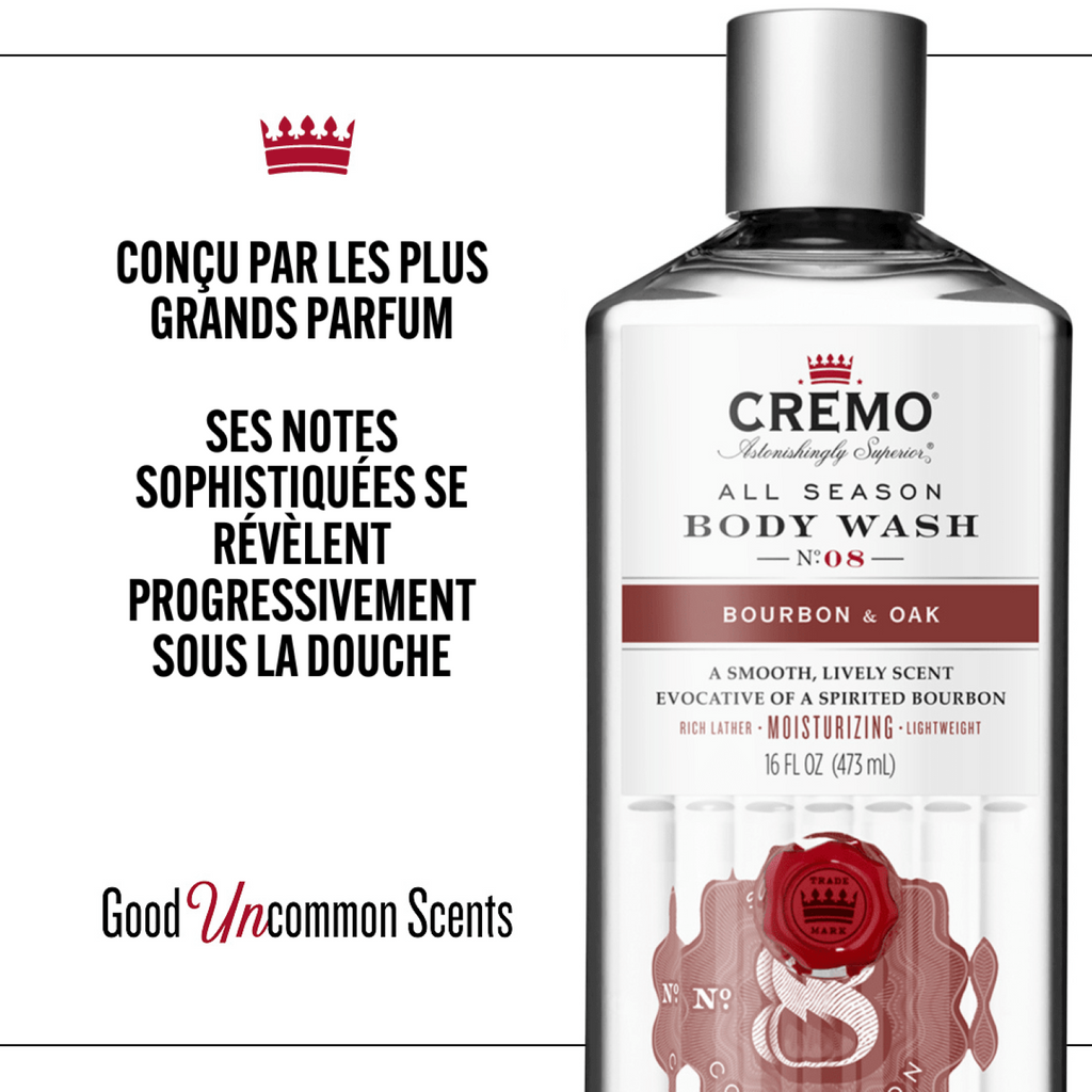 CREMO Bourbon & Oak - Gel Douche - Hydratant & Épicé - 473 ml