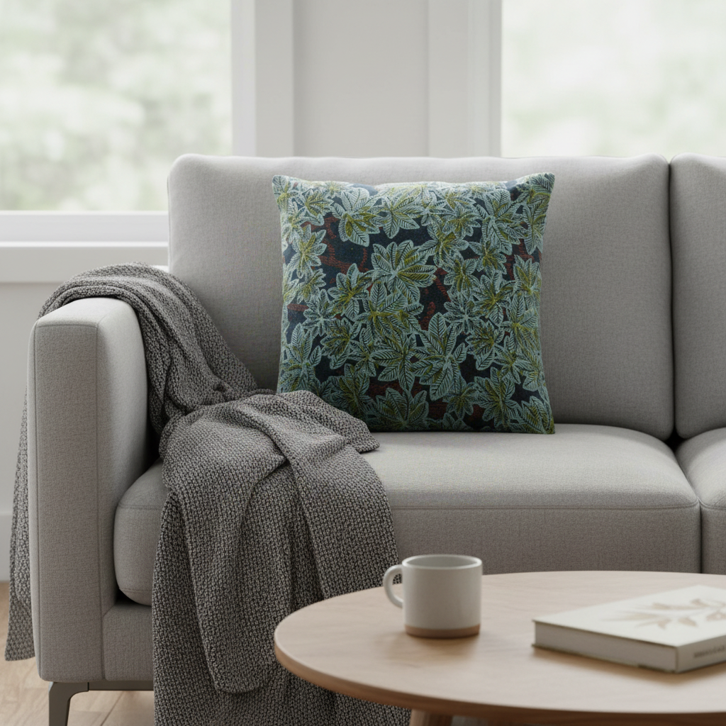 Vivaraise ARIANE HOUSSE DE COUSSIN IMPRIME PETROLE