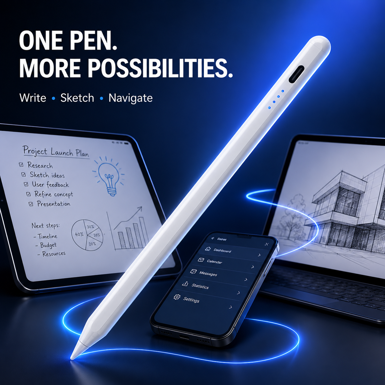 VoxorAI HL-U05 Stylet universel pour tablette iOS, iPad, Android et Microsoft - Blanc