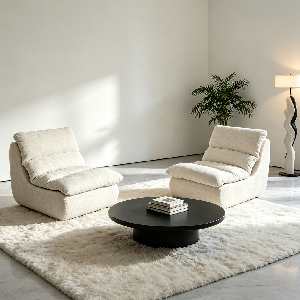 Un fauteuil à mémoire de forme haute densité, chaise de salon confortable en velours chenille, chaise de lecture détendue, pour salon, chambre, salle de jeux, blanc