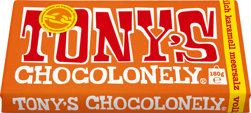 TONY'S CHOCOLONELY Chocolat au lait au caramel et sel de mer - 180 g