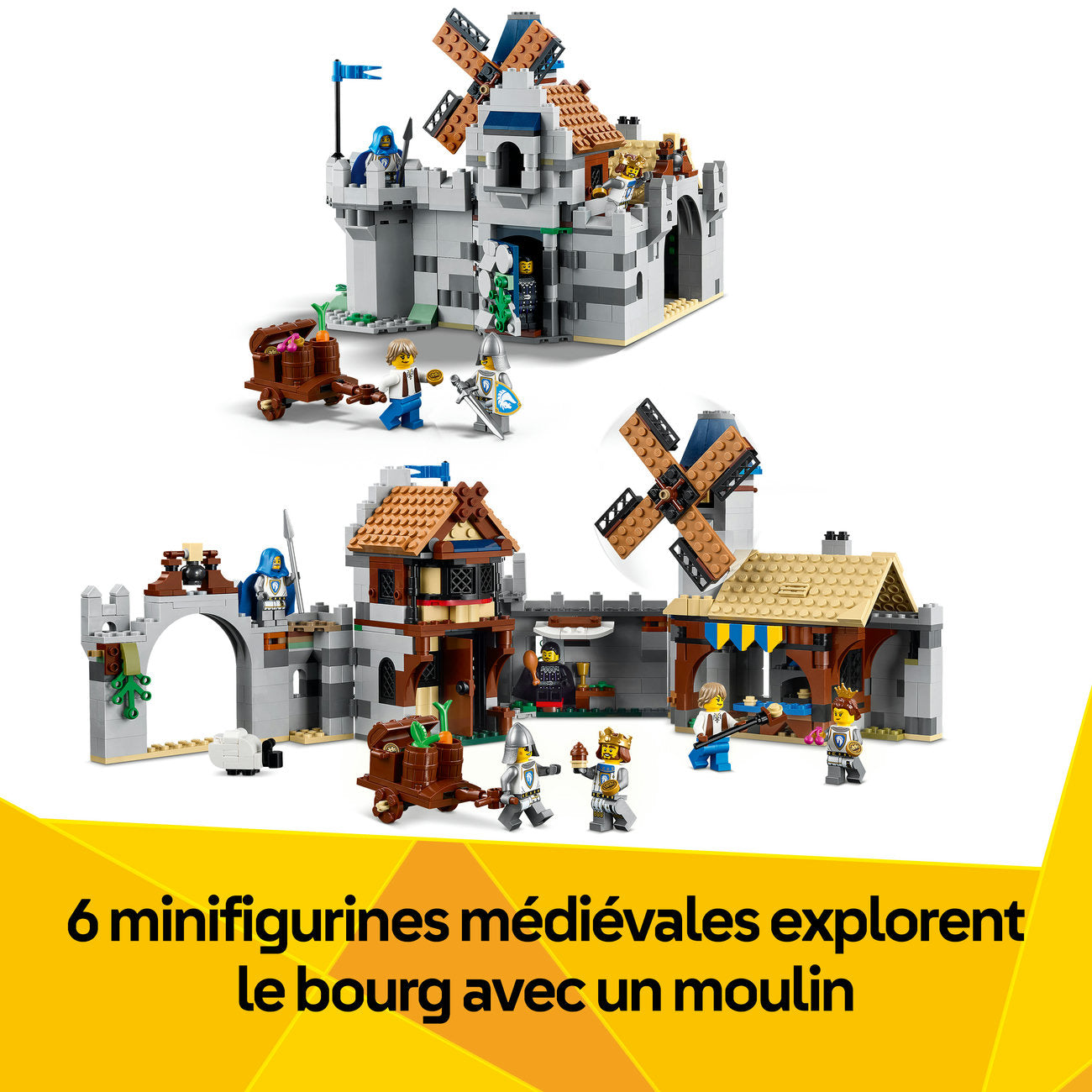 LEGO Creator 3 en 1 Château Médiéval 31168 Ensemble de Construction Jouet (Reconstruit en Tour ou Place du Marché, 1 371 Pièces)