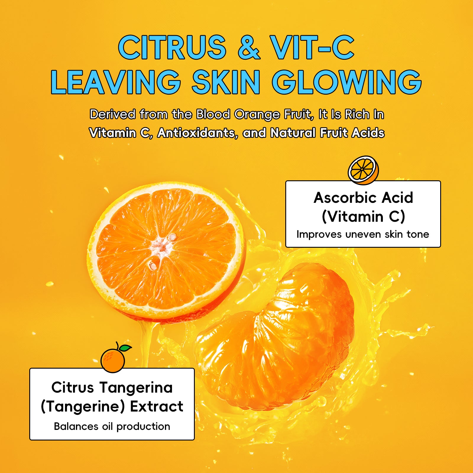Quiyum Coffret de soins de la peau agrumes vitamine C (11 pièces), nettoyant visage 100 g, lotion tonique 160 ml, crème contour des yeux 20 g, crème visage 50 g, masque visage 25 g × 3, avec brosse nettoyante visage pieuvre, kit facial imperméable 3