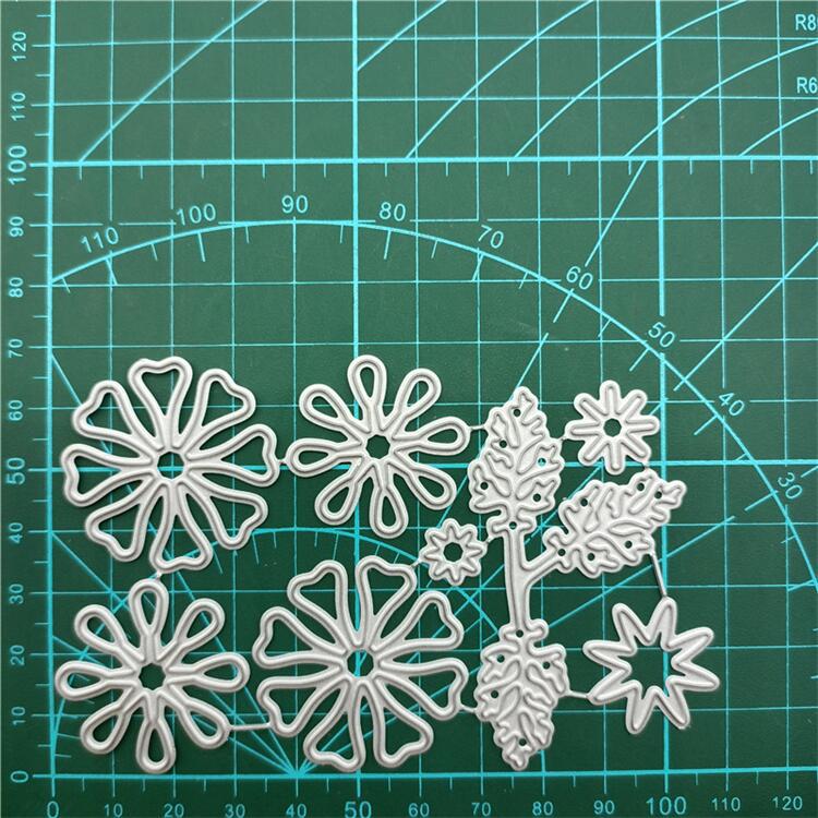 Dies de découpe Fleurs de printemps pour la création de cartes, Dies de découpe Fleurs florales Motif symétrique Dies de flocons de neige floral Masque de découpe Modèle de relief pour