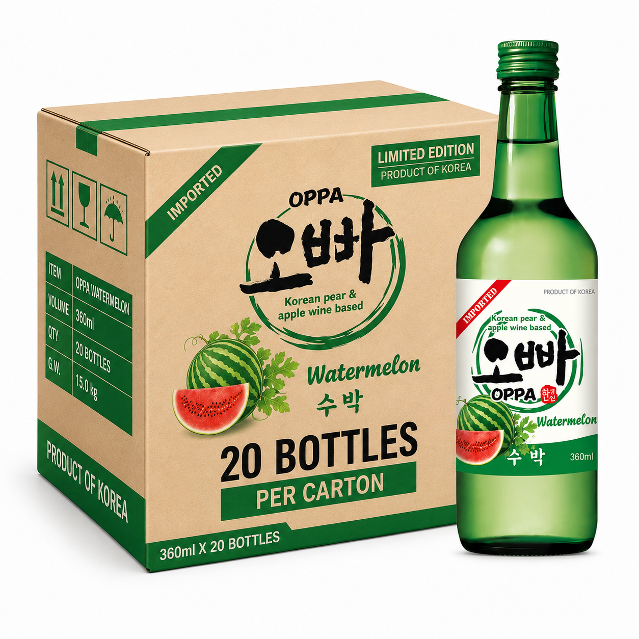 OPPA Soju Pastèque 12 % - 20 x 360 ml