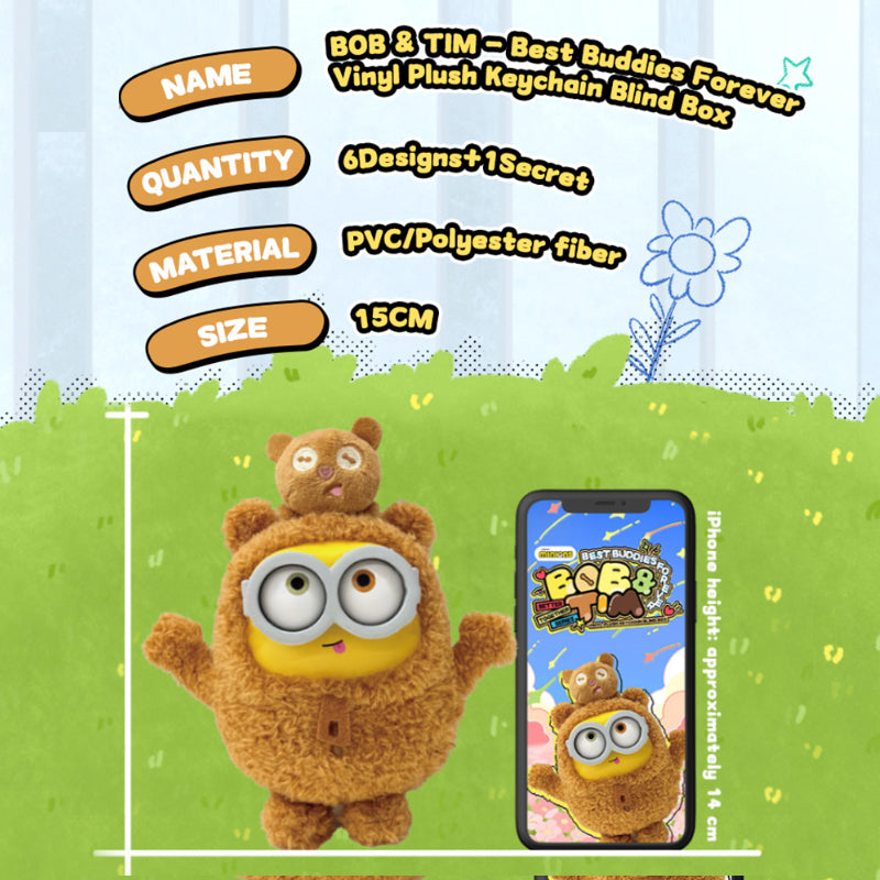 52TOYS Bob-Tim Série Minions - Amis ensemble - Pendentif en peluche en caoutchouc - Boîte mystère - Jouet tendance - Modèle aléatoire vendu à l'unité