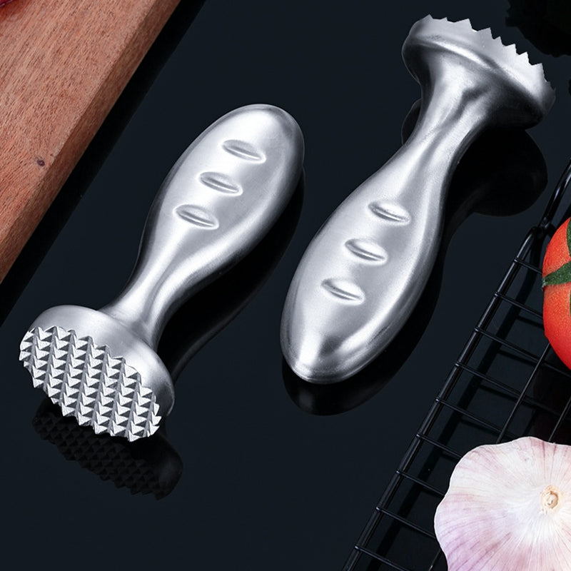 Maxcook Marteau attendrisseur à viande en acier inoxydable 304 avec poignée ergonomique antidérapante Outil de cuisine pour attendrir steaks et côtelettes de porc Maillet alimentaire multifonction pour cuisine maison Argent MCPJ9461