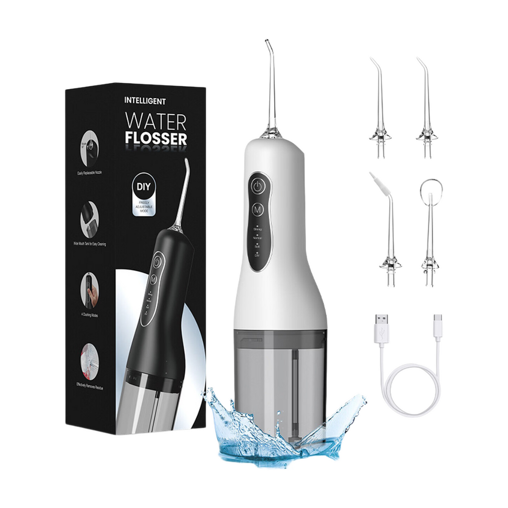 Sunluxy Hydropulseur Dentaire Portable Sans Fil, 140 PSI, Flux d’eau Pulsé Haute Pression, 4 Modes, Réservoir d’eau Amovible 260 ml, Autonomie de 50 Jours