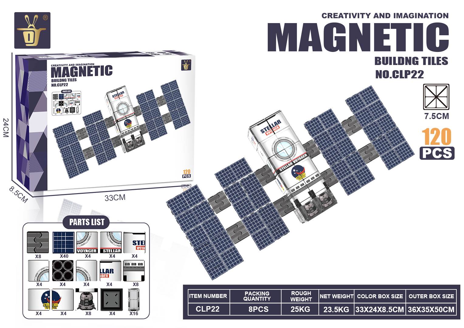 XINQIYUAN Qiyuan Jouet Éducatif Pièces de Construction Magnétiques Thème Espace 7.5cm 120pièces [Mélange aléatoire – Couleurs issues uniquement de la photo principale]