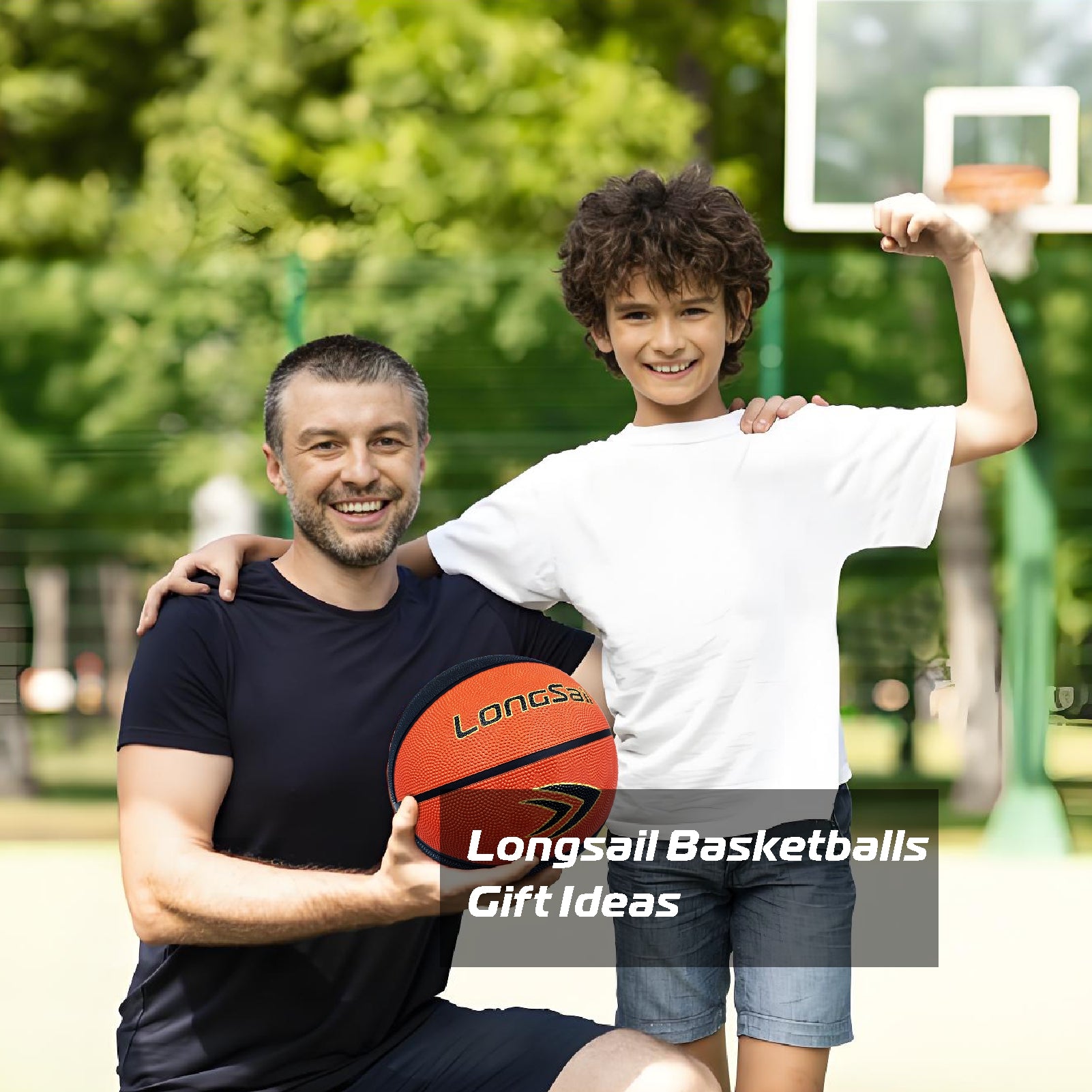 LONGSAIL Ballon de basket-ball en caoutchouc de haute qualité 27,5 po Taille 5 Noir/Marron