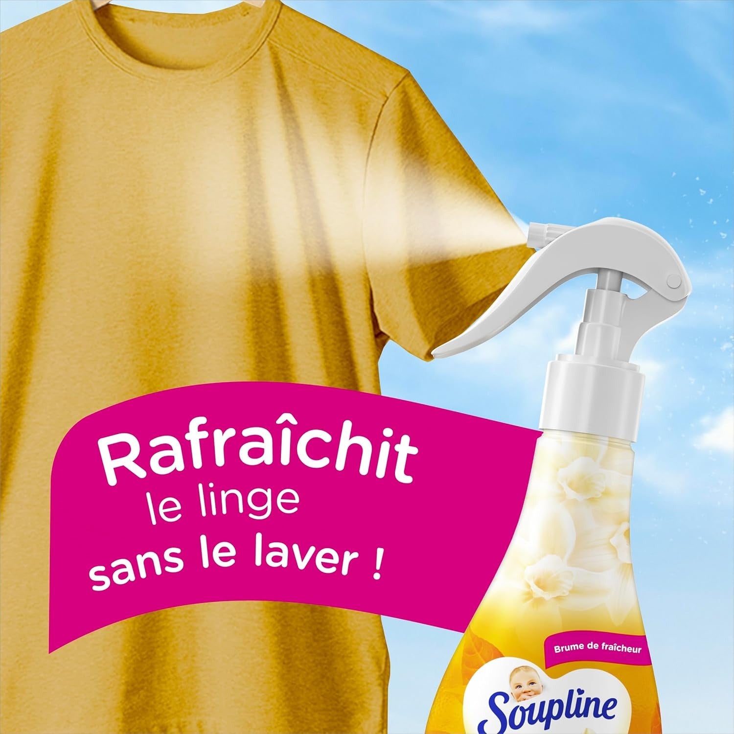 Soupline Brume de Fraîcheur Textile Vanille, Rafraîchissement Instantané entre les Lavages, 300 ml