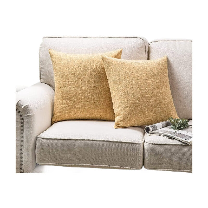 PHANTOSCOPE Housse de Coussin Texturée Série Imitation Lin Décorative Housses de Coussin pour Décoration d'Intérieur Canapé Lot de 2, Jaune 20 x 20 Pouces 50 x 50 cm