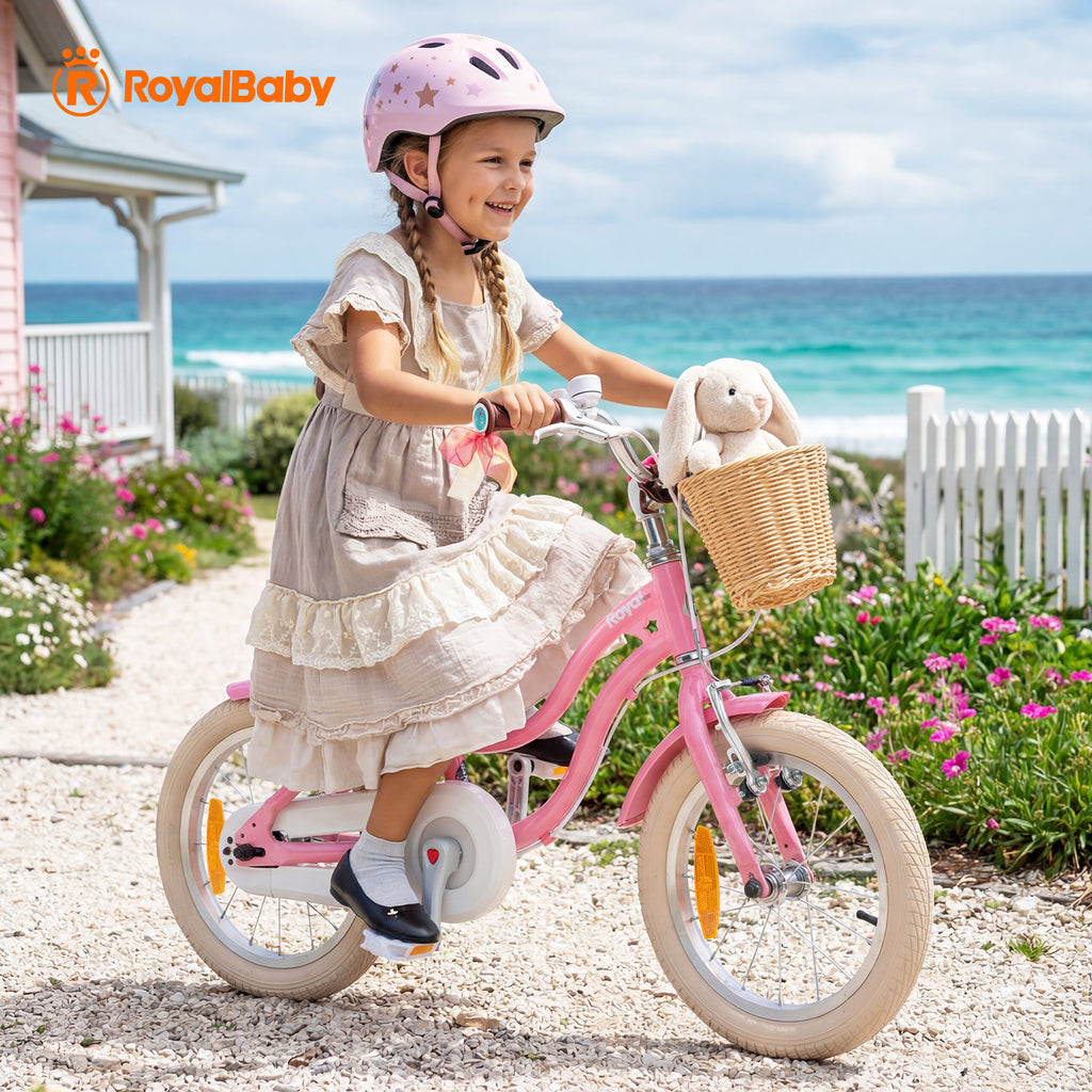RoyalBaby+ Vélo pour enfants+ Aluminium EZ Stargirl+ Rose 14 pouces, Poids net 9,2 kg
