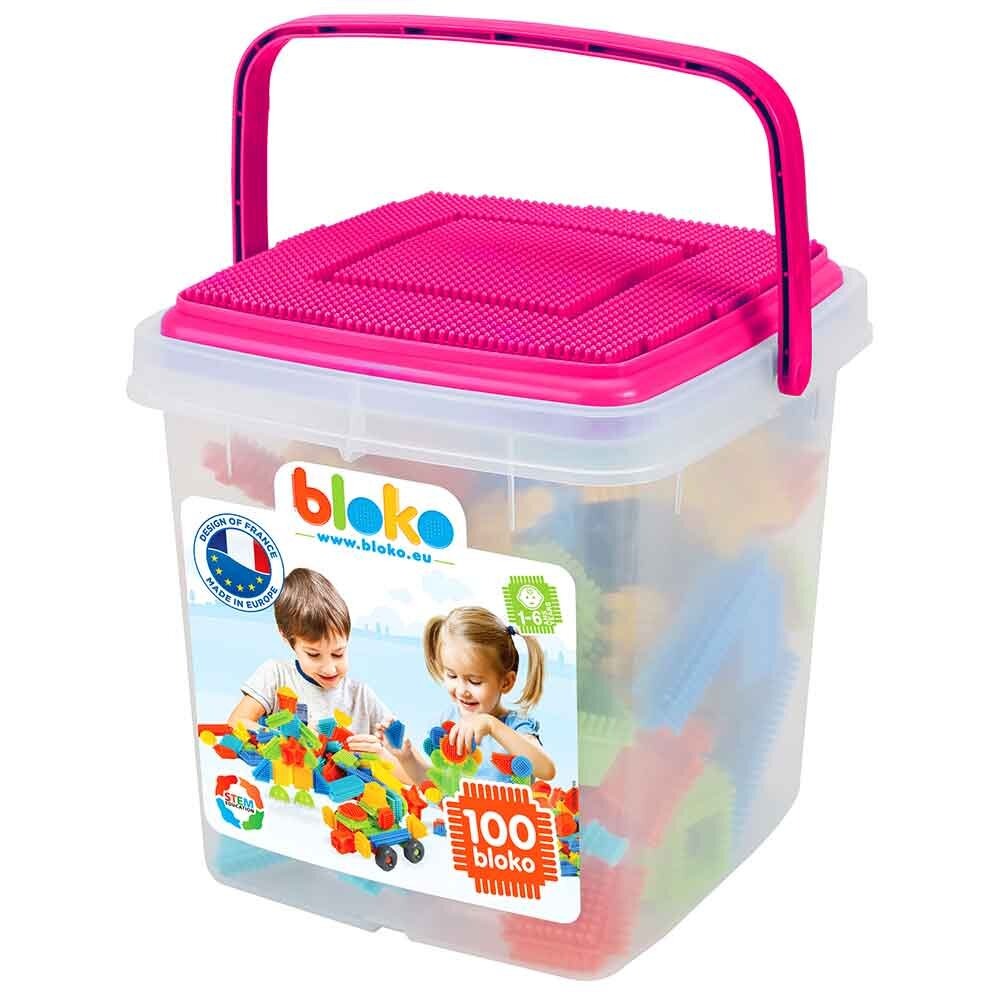 Bloko - Baril de rangement 100 pièces asst Rose, bleu, vert