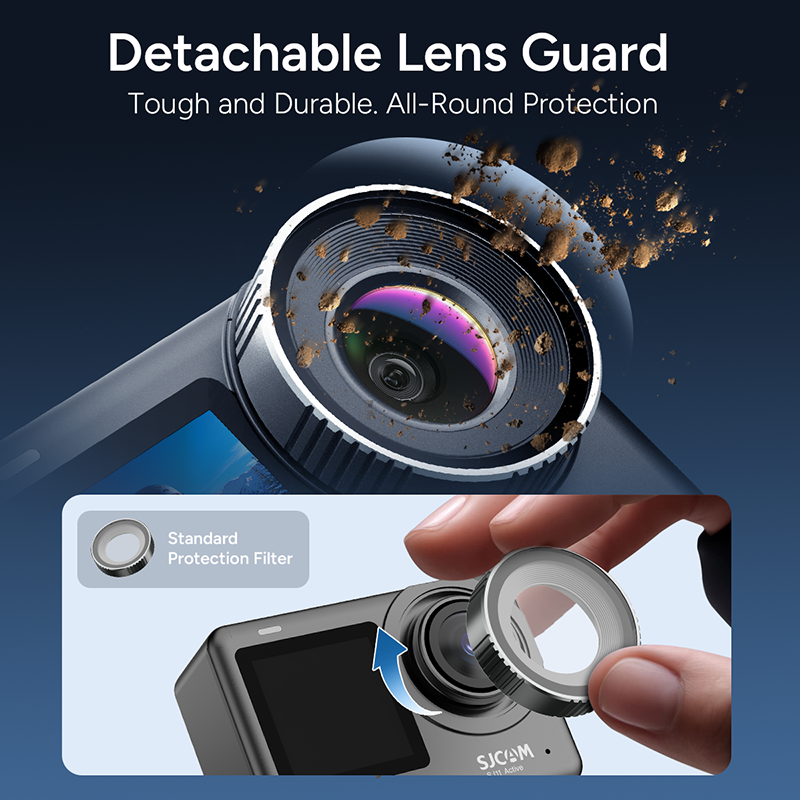 SJCAM SJ11 Caméra d'action, double écran tactile 2,33 pouces / selfie 1,3 pouce, 4K 30fps, stabilisation EIS 6 axes, étanche 5 m (avec boîtier 30 m), autonomie 100 min, 20 MP