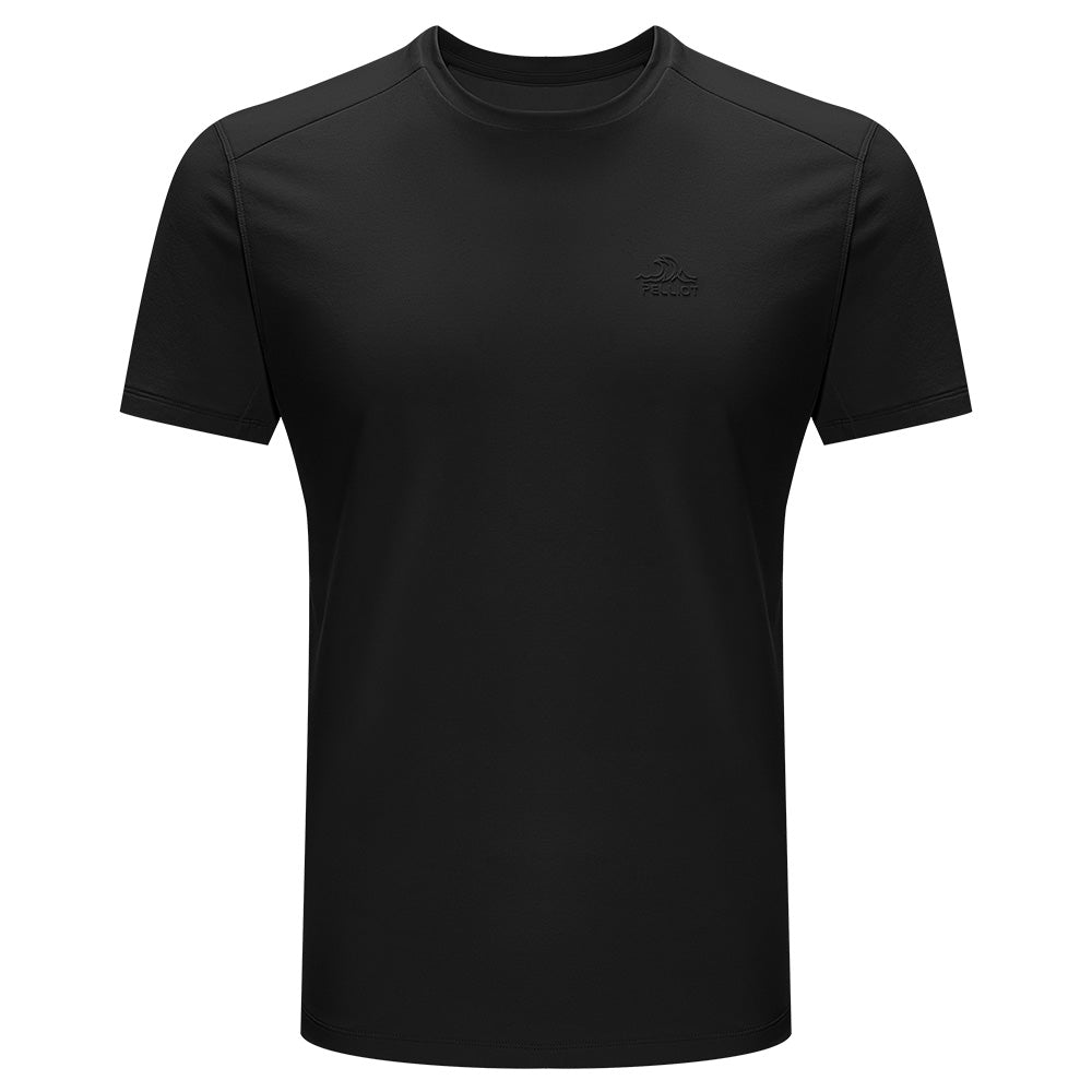 PELLIOT T-shirt à manches courtes col rond pour homme Noir L Camping voyage Imperméable durable