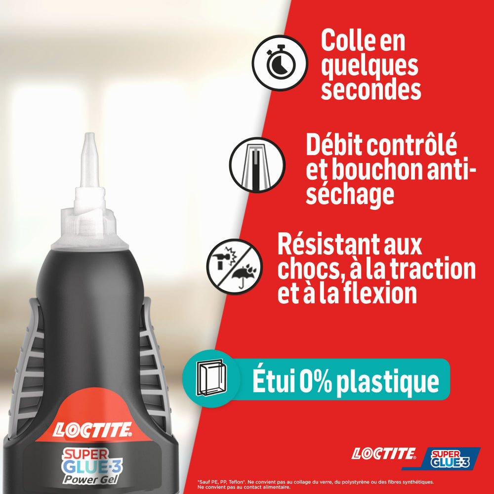 Henkel Loctite – Super Glue-3 Power Gel Control (flacon de 3 g) – Colle instantanée surpuissante avec débit contrôlé, universelle pour la plupart des matériaux