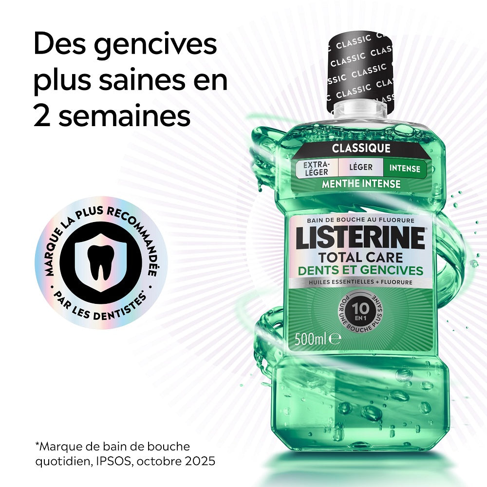 Listerine Total Care Bain de bouche dents et gencives menthe intense 500 ml