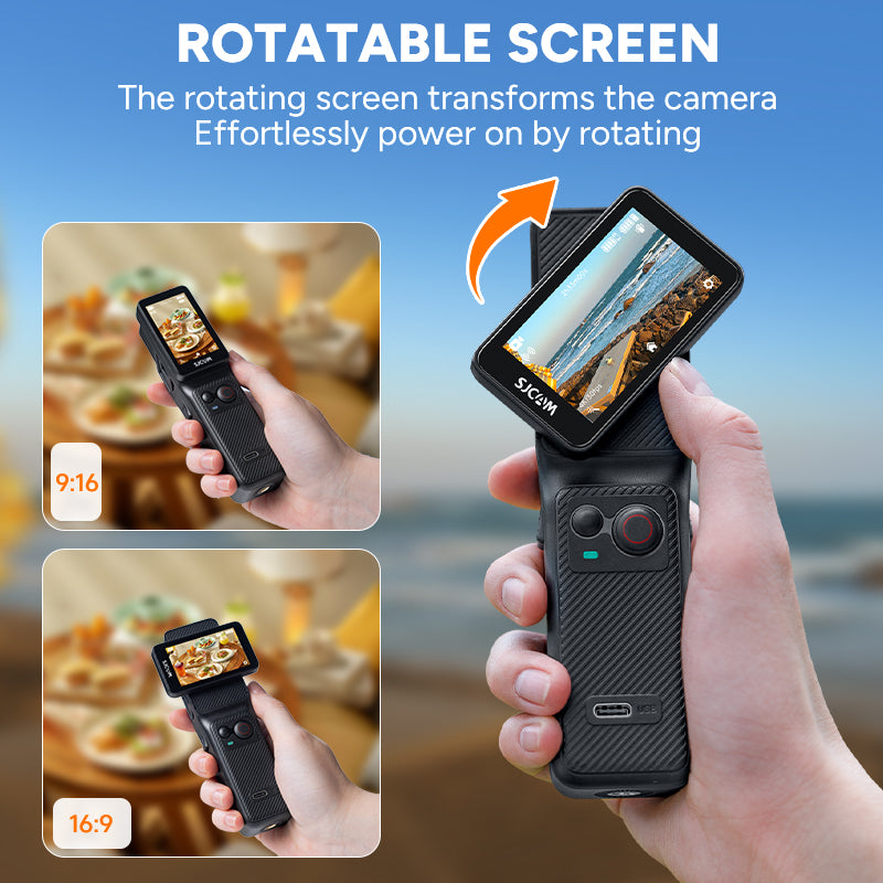 SJCAM C400 Caméra d’action 4K avec EIS 6 axes, double écran tactile, écran rabattable 2,29 pouces, batterie 437 min, boîtier compact 14,4 x 3,9 x 3,9 cm, étanche 30 m avec caisson, photos 16 Mpx, grand angle 154°, ralenti 2K, Wi-Fi rapide 5 GHz vers