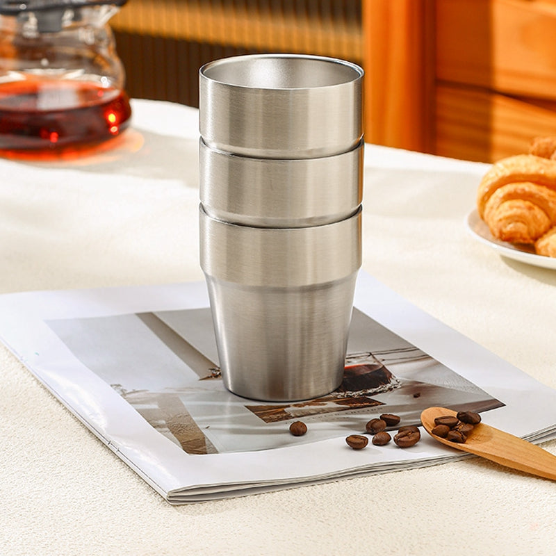 Maxcook Tasses en acier inoxydable 304, 260 ml, lot de 2, empilables, à double paroi, petites tasses pour la maison, le restaurant, la fête et le camping, MCB4560