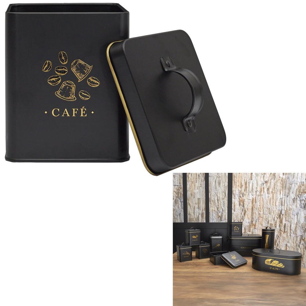 COOK CONCEPT Boîte à café en métal Noir et doré