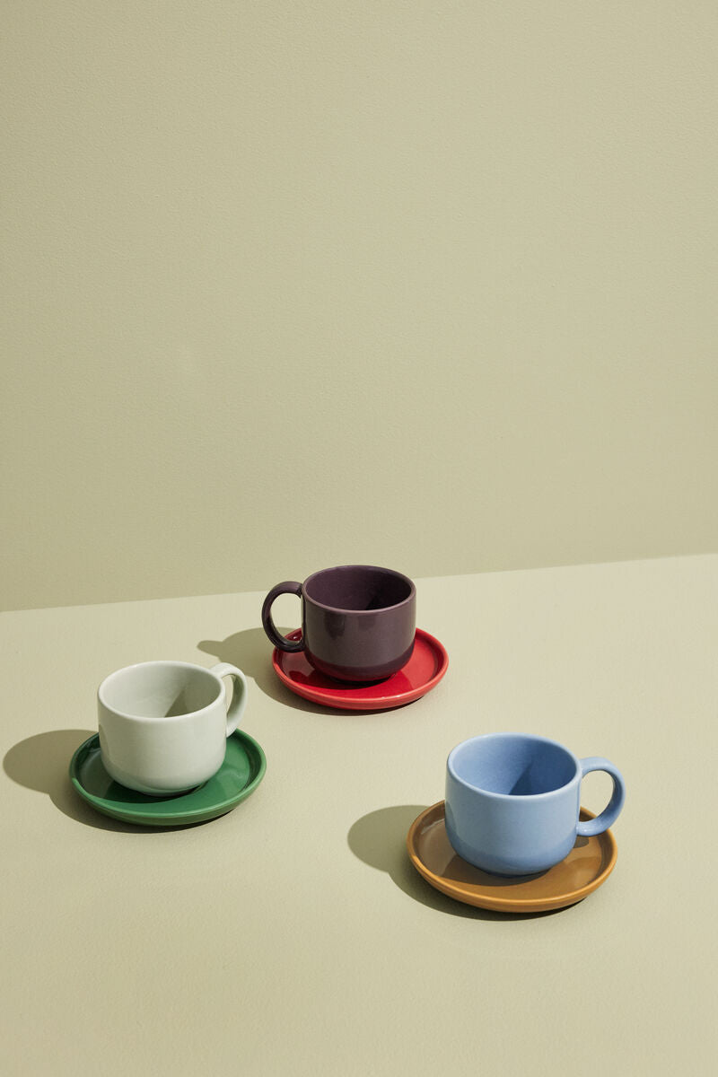 Hübsch Amare Tasse avec soucoupe Bleu clair/Marron