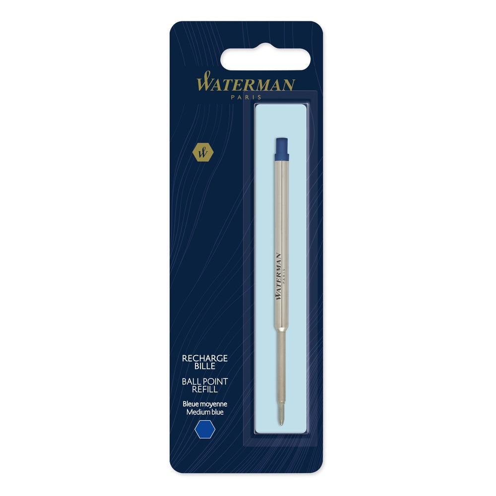 WATERMAN recharge d’encre pour stylo bille | pointe moyenne | encre bleue | Blister 1 recharge