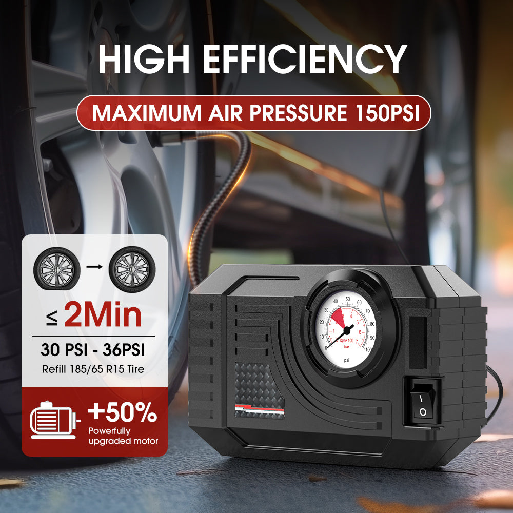 Carsun Mini pompe à air portable pour voitures, motos et vélos avec manomètre mécanique de pression des pneus