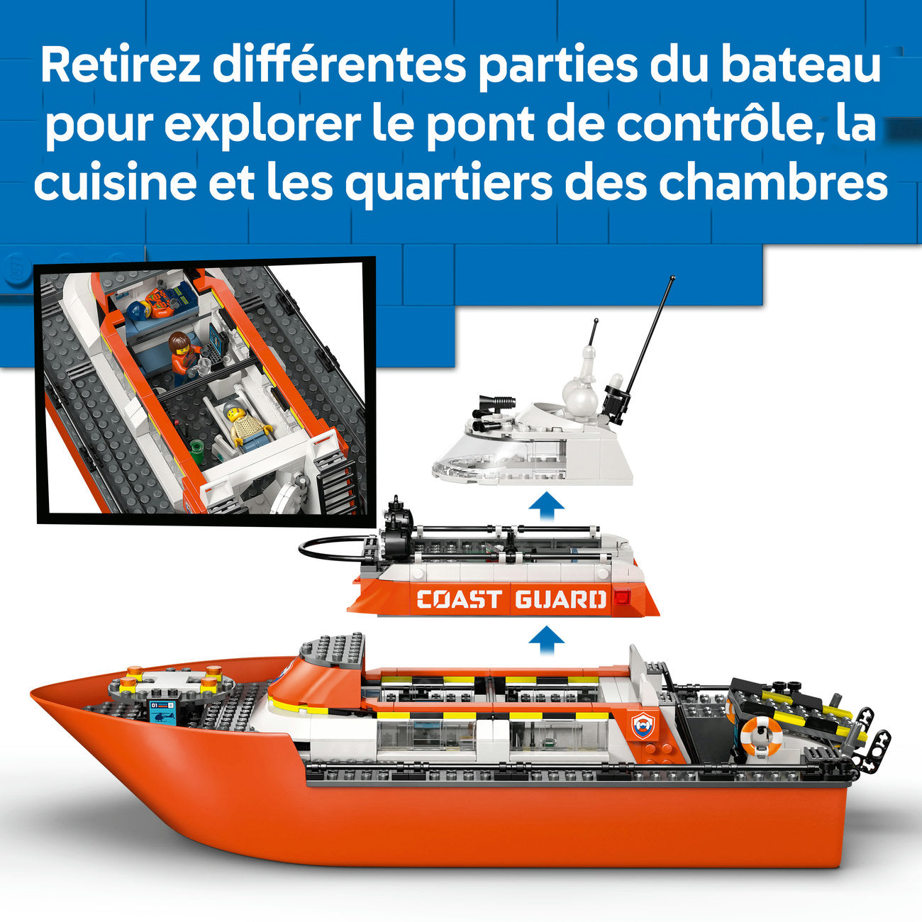 LEGO City Bateau de Sauvetage de la Garde Côtière & Hélicoptère 60504 Set de Jouets de Construction (742 Pièces)