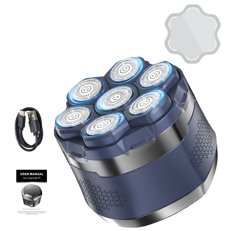 komingdon Tondeuse électrique pour tête rasage 6D sans fil pour homme, avec écran LED - 6 lames flottantes, rechargeable, idéale pour cheveux courts et le voyage - Noir