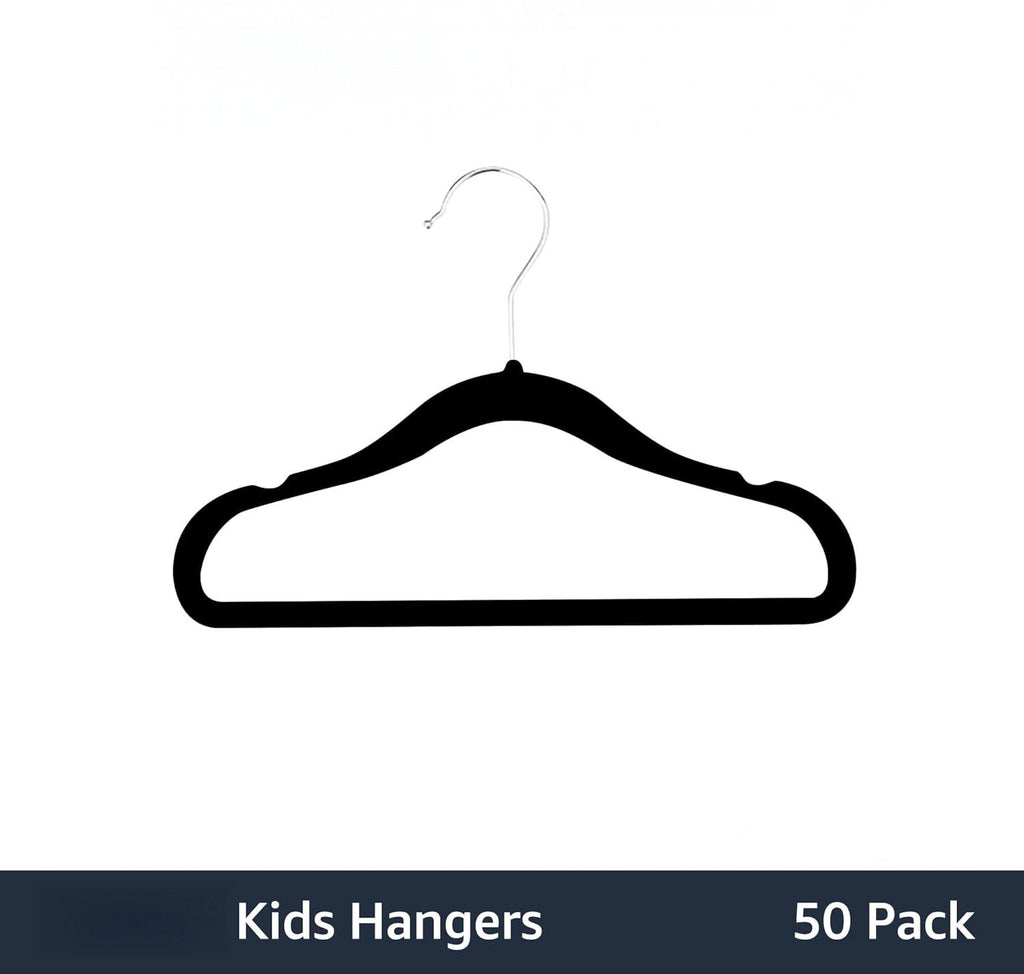 ANQI Cintres à vêtements en velours antidérapants pour enfants, nourrisson et tout-petit, 11,6 po (pour vêtements de bébé), lot de 50, Noir