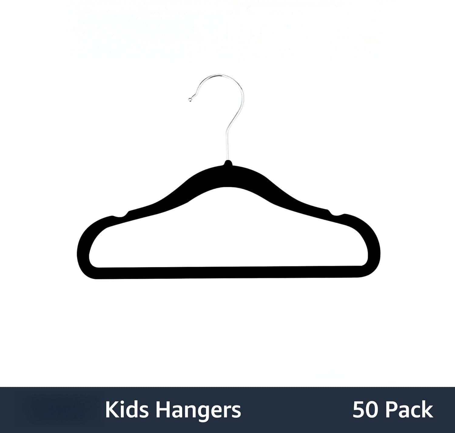 ANQI Cintres à vêtements en velours antidérapants pour enfants, nourrisson et tout-petit, 11,6 po (pour vêtements de bébé), lot de 50, Noir